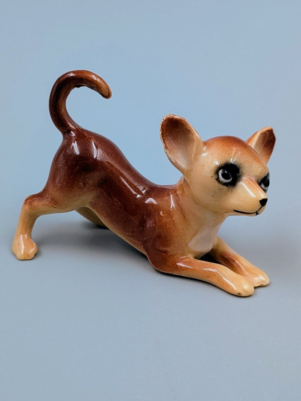 Vintage 1950s Chihuahua Dog Porcelain Figurine | Playful Ceramic Miniature